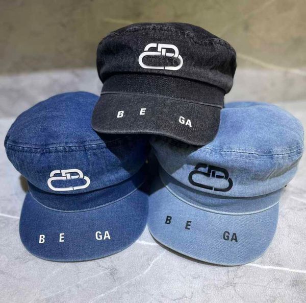 

men women cowboy octagonal army cap fashion sailor captain navy caps casual military performance letter hats painters cap, Blue;gray