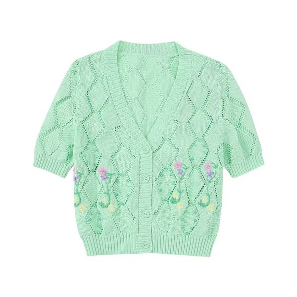 

women's knits tees embroidered knit cardigan women 2023 clothing floral and beads camis modern lady light sweater crop wears 230821, White
