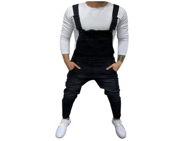 

men039s jeans ripped jumpsuits hi street distressed denim bib overalls for man suspender pants size s3xl 20211517572, Blue
