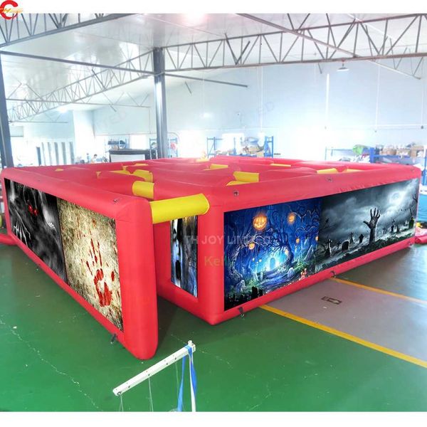 

8/9/10m with blower outdoor activities scary skull printing halloween inflatable maze tag arena game for sale