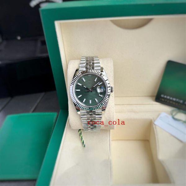 

2023 completely new watch 41mm new release mint green jubilee fluted full set automatic mechanical sapphire glass men watches wate262y, Slivery;brown