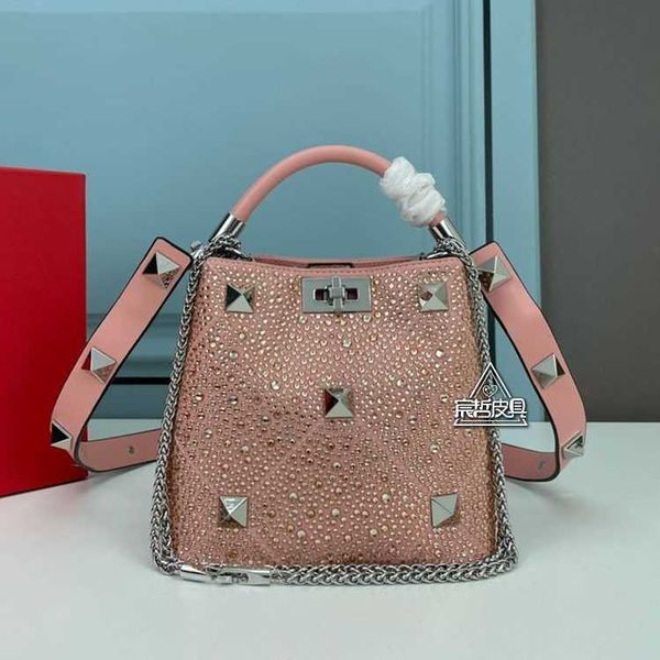 

beauty light luxury large rivet inlaid diamond shiny bucket bag handbag shoulder crossbody bag chain women's bag v bags n262