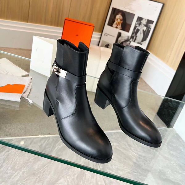 

frenchie 50 ankle boot high heel kelly buckle boots designer martens boot women high natural leather winter snow booties oxford bottom ankle, Black