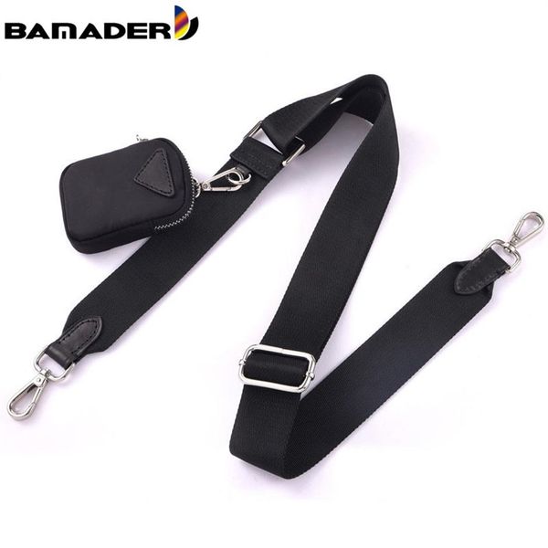 

bamader luxury women bag strap fashion brand canvas webbing adjustable shoulder bag strap plus coin purse replacement bag strap 22235s, Black