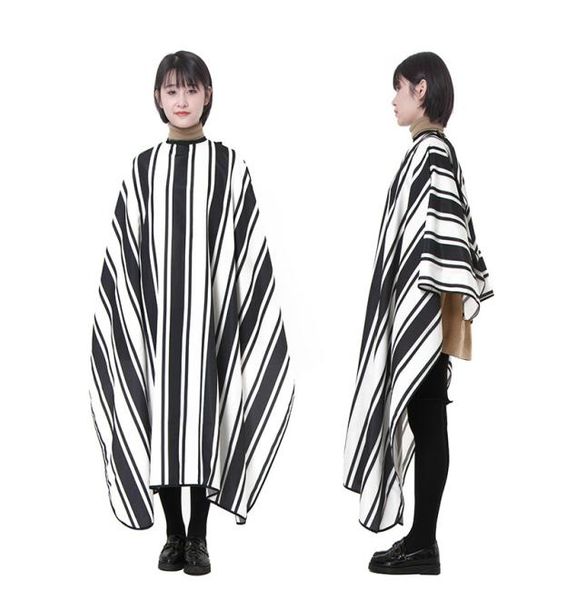 

black white stripe barber cape waterproof nonstick hair sensitive skin soft salon cutting cape hairdressing cloth hair styling1610968