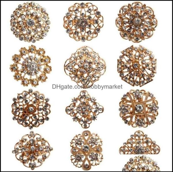 

pins brooches jewelry 24pcs clear crystal rhinestones women bridal gold brooch pins for diy wedding bouquet kits drop delivery 2027201542, Gray