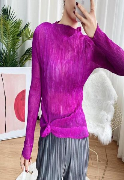 

women039s tshirt miyake fold classic basic women39s seethrough longsleeved bottoming shirt allmatch fashion sli18317282475840, White