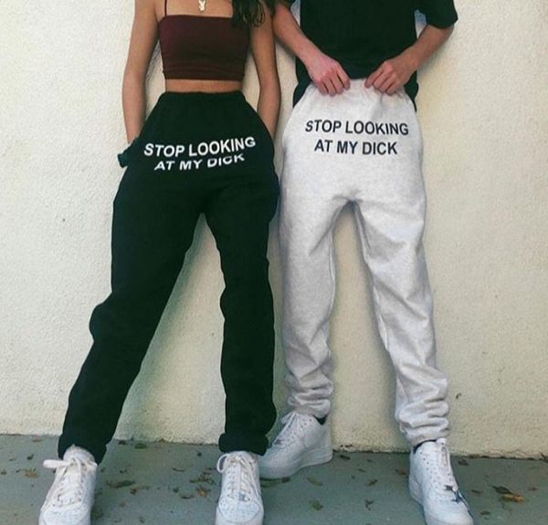 

women full length pants slooking at my dick letter print casual fashion elastic pencil pants trousers1706874, Black;white