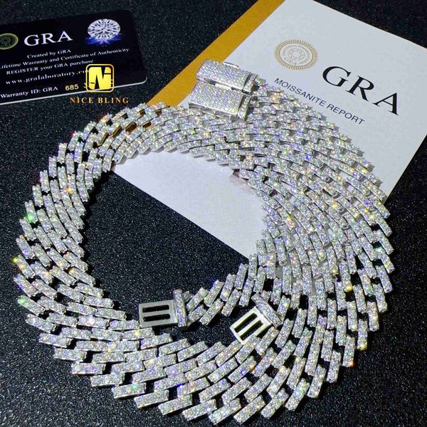 

wholesale one row cuban necklace s925 silver fashion moissanite jewelry men hip hop cuban link iced out chains