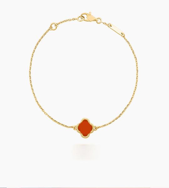 

bracelet four leaf clover charm bracelets bangle chain 18k gold agate shell mother of pearl for wedding mother jewelry women gifts4713221, Golden;silver