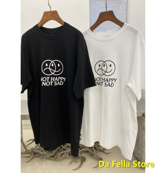 

whiteblack vetements 039not happy not sad039 tshirt men women graphic text printed vetements tshirts tonal embroidered te5685883, White;black