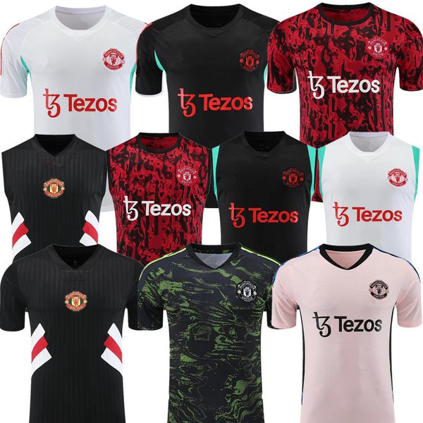 

23 24 men man utd tracksuit football jersey polo set training soccer jerseys 2023 2024 mens short sleeve tank top, Black