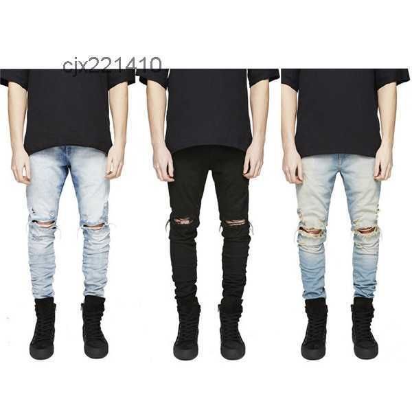 

in stock fit jeans hi-street joggers knee holes washed destroyed plus size, Blue