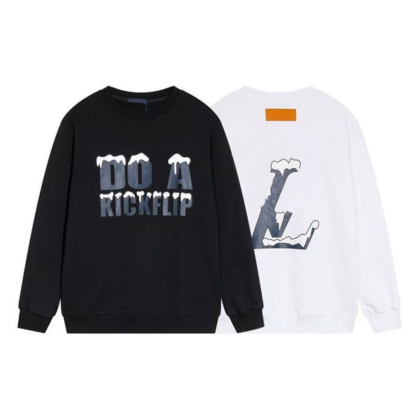 

2023 autumn/winter new pure cotton letter printing sweatshirt fashion trend round neck plate style w10-11, Black;brown