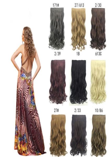 

hair piece super long five clip in hair extensions synthetic hair curly thick 1 piece for full head fzp34181381, Black;brown