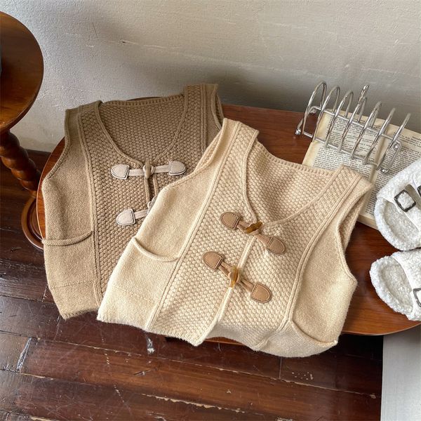 

family matching outfits sweater children clothing knitting vest autumn season korean boys girls sleeveless soild girls clothes 230821, Blue
