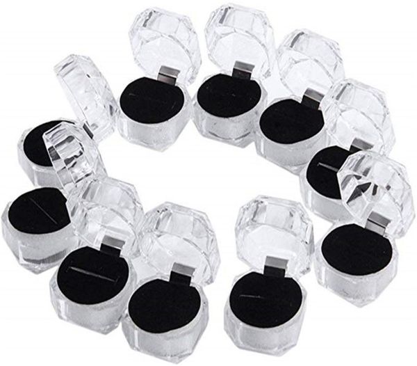 

clear plastic ring earrings display boxes pendant beads storage organizer boxes package case gift jewelry box1973590, Black;white