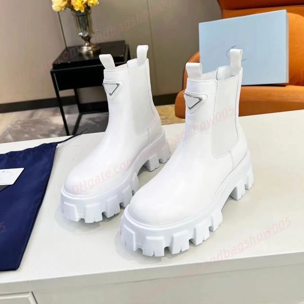 

7a designer boots women monolith brushed leather chelsea boots british style genuine leather motorcycle ankle boots outdoor ladies leisure t, Black