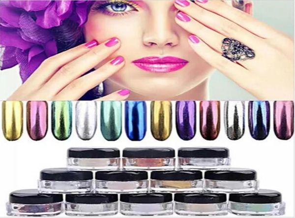 

new fashion shinning mirror powder chrome effect gorgeous nail art dust glitter 14pcslot 4051206, Silver;gold
