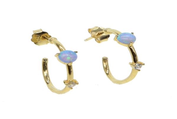 

925 sterling silver opal hoop earring gold plated minimal thin circle hoops simple fashion girl women gift earring jewelrys6728810, Golden;silver