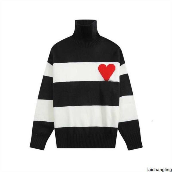 

high collar france fashion designers paris sweaters de coeur embroidered a heart pattern turtleneck knitted for men women 0fl1, White;black