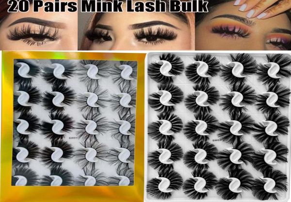 

20 pairs set 25mm mixed styles 3d mink false eyelashes natural long lashes handmade wispies bushy fluffy eye makeup tools242h6363627