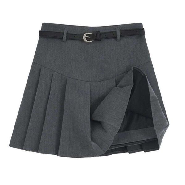 

gray pleated skirt short womens spring and summer korean version of the high waist a line, Black