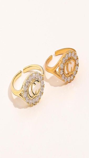 

fashion jewelry designer rings women love charms wedding supplies crystal 18k gold plated copper finger adjustable ring luxury acc1254728, Slivery;golden