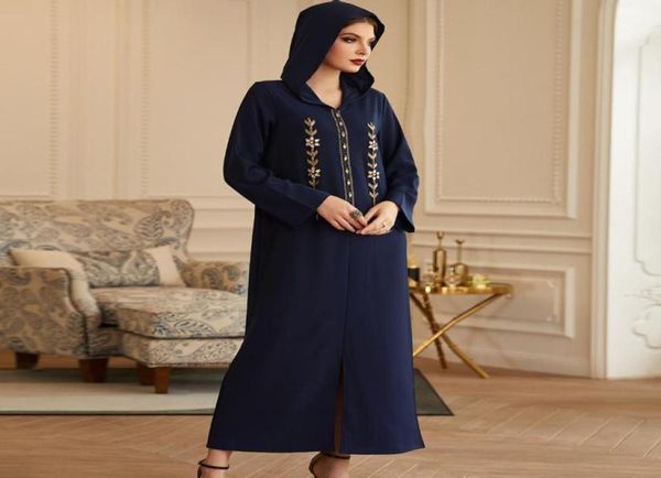 

ethnic clothing muslim dark blue hooded rhines casual long sleeve dress women ramadan robe marocaine jilbeb djellaba femme pakistani4065371, Red