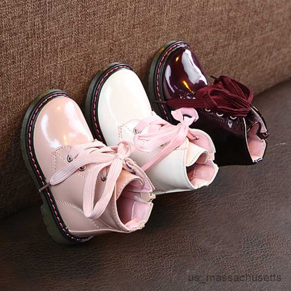 

boots boat autumn girls boots fashion patent leather princess kids shoes soft sole comfortable ankle boots boys waterproof snow boots r23082, Black;grey