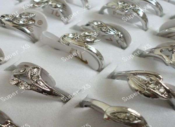 

whole jewelry pack ring lots white rhinestone silver plated rings fashion woman alloy rings lr105 3149019, Golden;silver