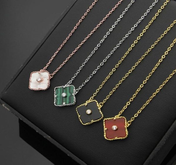 

single diamond women luxury designer necklace stainless steel four leaf clover necklaces pendants couple engagement je9962106, Silver
