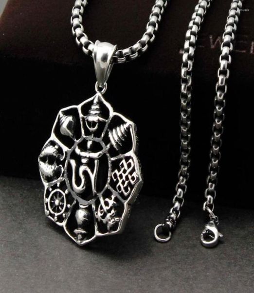 

pendant necklaces men039s stainless steel lotus ohm aum hindu om brahman yoga yogi necklace2961747, Silver