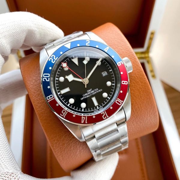 

tudors black bay bb58 aaa 3a quality watches gmt 41mm men with gift box sapphire crystal automatic mechanical a06, Slivery;black