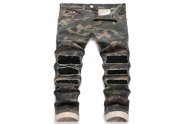 

fashion slim stretch hole patch jeans autumn street midwaist men039s camouflage pants casual denim trousers pantalones de homb7672270, Blue