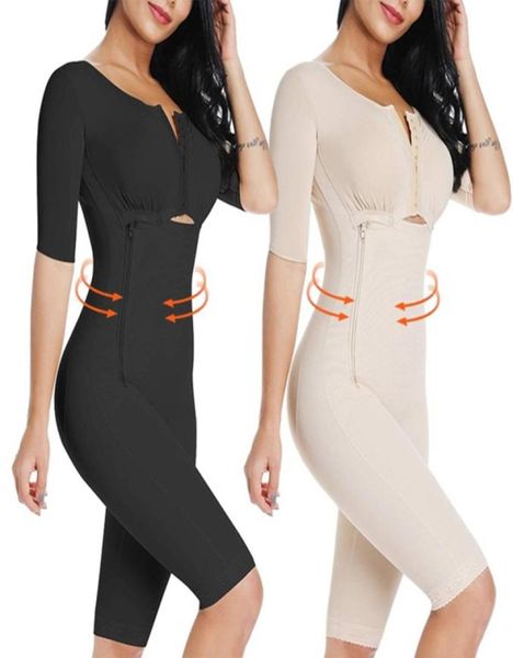 

waist trainer women039s full body shapewear bodysuit post compression garment firm control body shaper slimming underwear1336832, Black;white