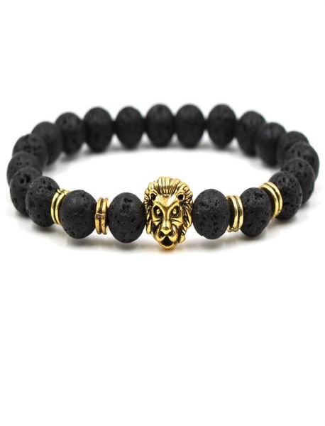 

diffuser jewelry antifatigue lava natural stone lion head charms strands bracelets volcanic rock bracelets prayer beads bracelet 8271513, Black