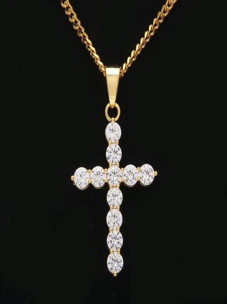 

new hip hop silver plated necklace jewelry women wedding fashion cross cz cubic zircon stone pendant necklace3498053