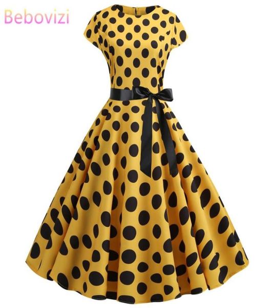 

bebovizi women clothes 2021 yellow dresses casual summer plus size elegant office print 1950s vintage black bandage dress4107589, Black;gray