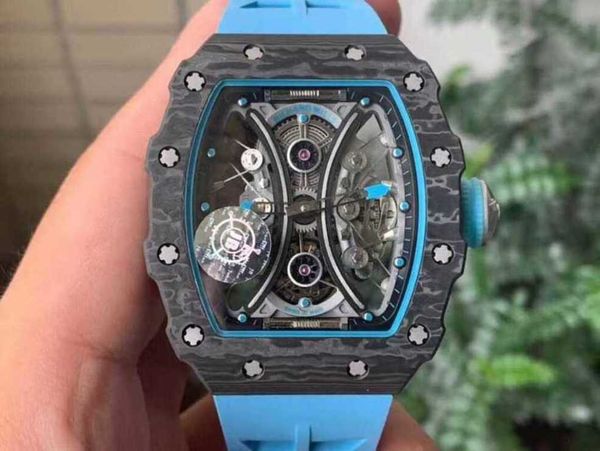 

tourbillon watch rm53-01 rm53 pablo mac donough superb men wrist watches oxh6 high-end quality mechanical uhr ntpt all carbon fiber case mon, Slivery;brown