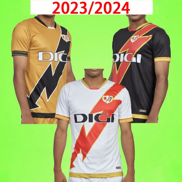

23 24 rayo vallecano soccer jerseys home away third falcao r.d.t palazon garcia sanchez martin trejo ciss montiel lejeune 2023 2024 mens foo, Black;yellow