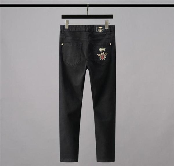 

men039s jeans high 2021 classical vintage morden luxurious embroidered bee crown cotton denim pants comfort casual 2838 n4041005535, Blue