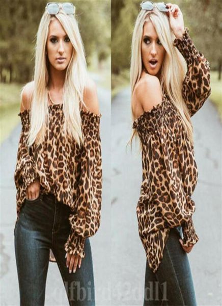 

women leopard print long sleeve off shoulder blouses woman party club blouse ladies summer casual female clothes 298l6727373, White