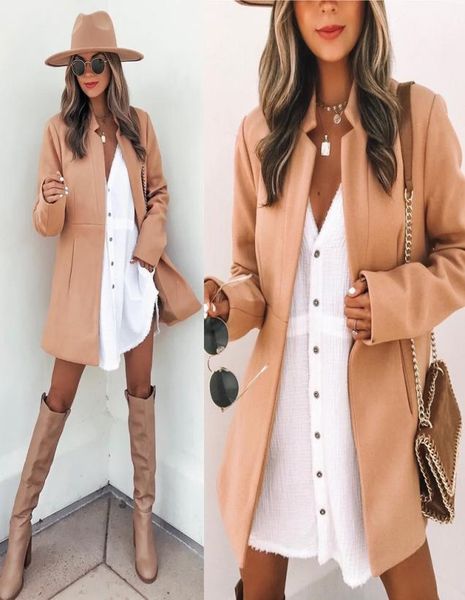 

autumn winter elegant solid wool coats women jackets fashion street warm long sleeve overcoats vintage cardigan woolen jacket coat1150619, Black;brown