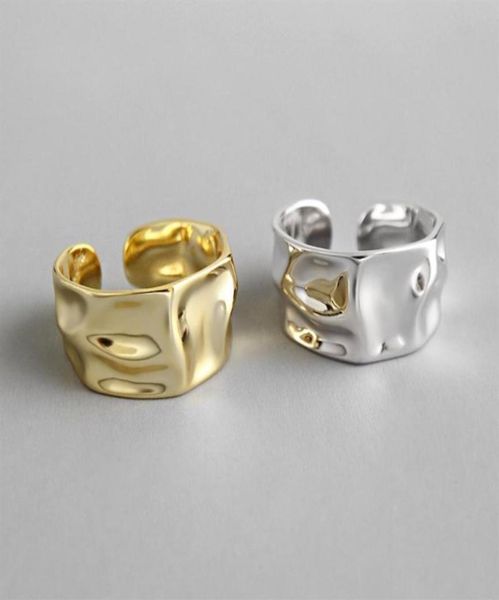 

japanese and korean fashion s925 sterling silver net red irregular concave convex wide open ring jewelry 6fhu196k8969034