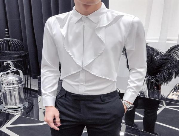 

gentlemen shirt men 2019 brand new slim fit mens casual shirts all match streetwear men shirt long sleeve prom tuxedo dress 3xl3165009717, White;black