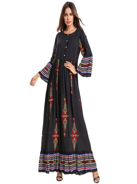 

women plus size dresses ethnic clothing floral printed long sleeve loose female casual full length dresses9361981, Red