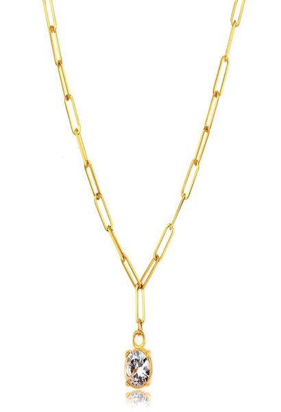 

gold color big stone pendant simple link chain choker necklaces for women minimalist long chain necklace vintage jewelry gifts9358184, Silver