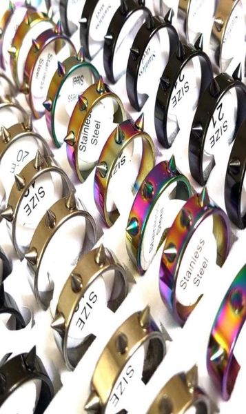 

30pcs hiphop selfdefense spikes stainless steel ring 3 willow nail emergency defense rings male and female punk ring whole je624023680828, Silver