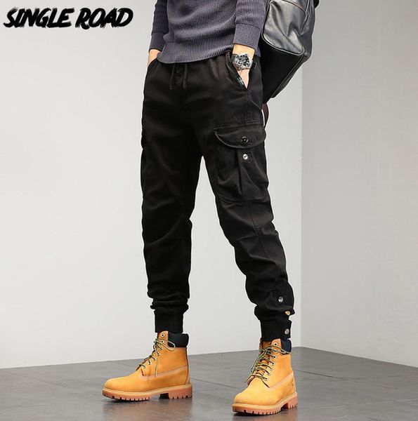 

mens cargo pants baggy button hip hop fashion techwear joggers male trousers streetwear casual 220422035305474, Black